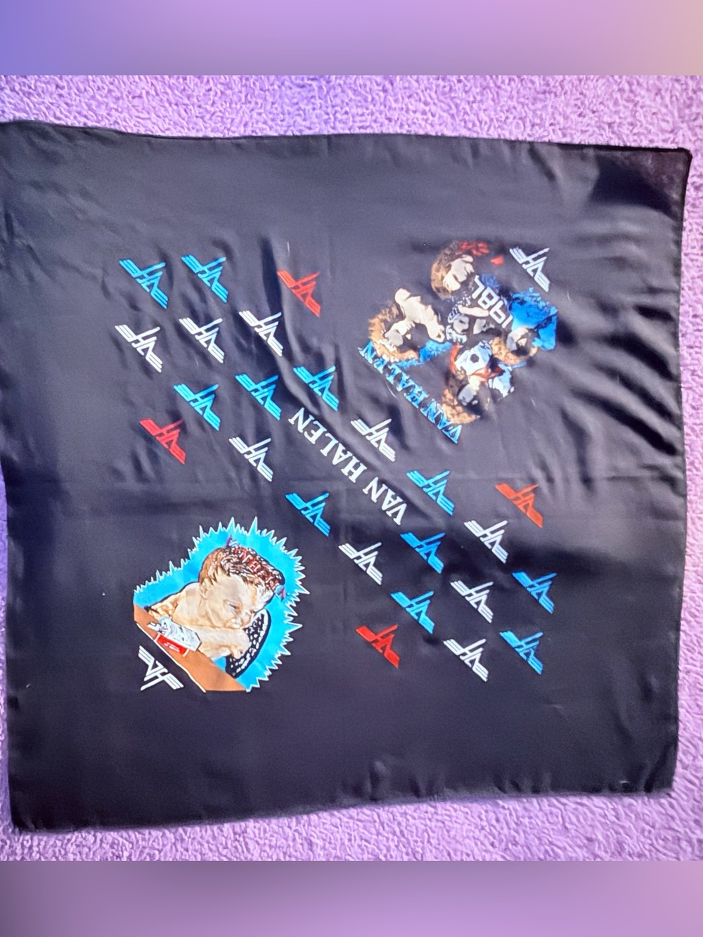 Vintage 80s Van Halen 1984 Bandana Smoking Cherub Scarf Band Tour Merch